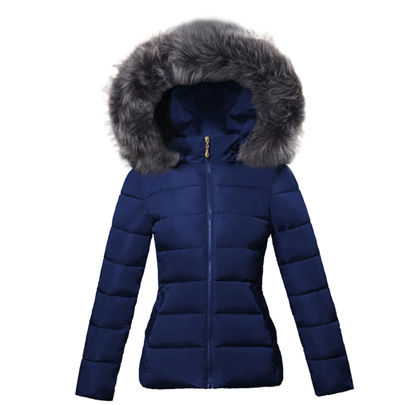 Hooded Faux Fur Parkas Dam Dunjacka Kort Parkas S-6XL - 24 Timmar Deals