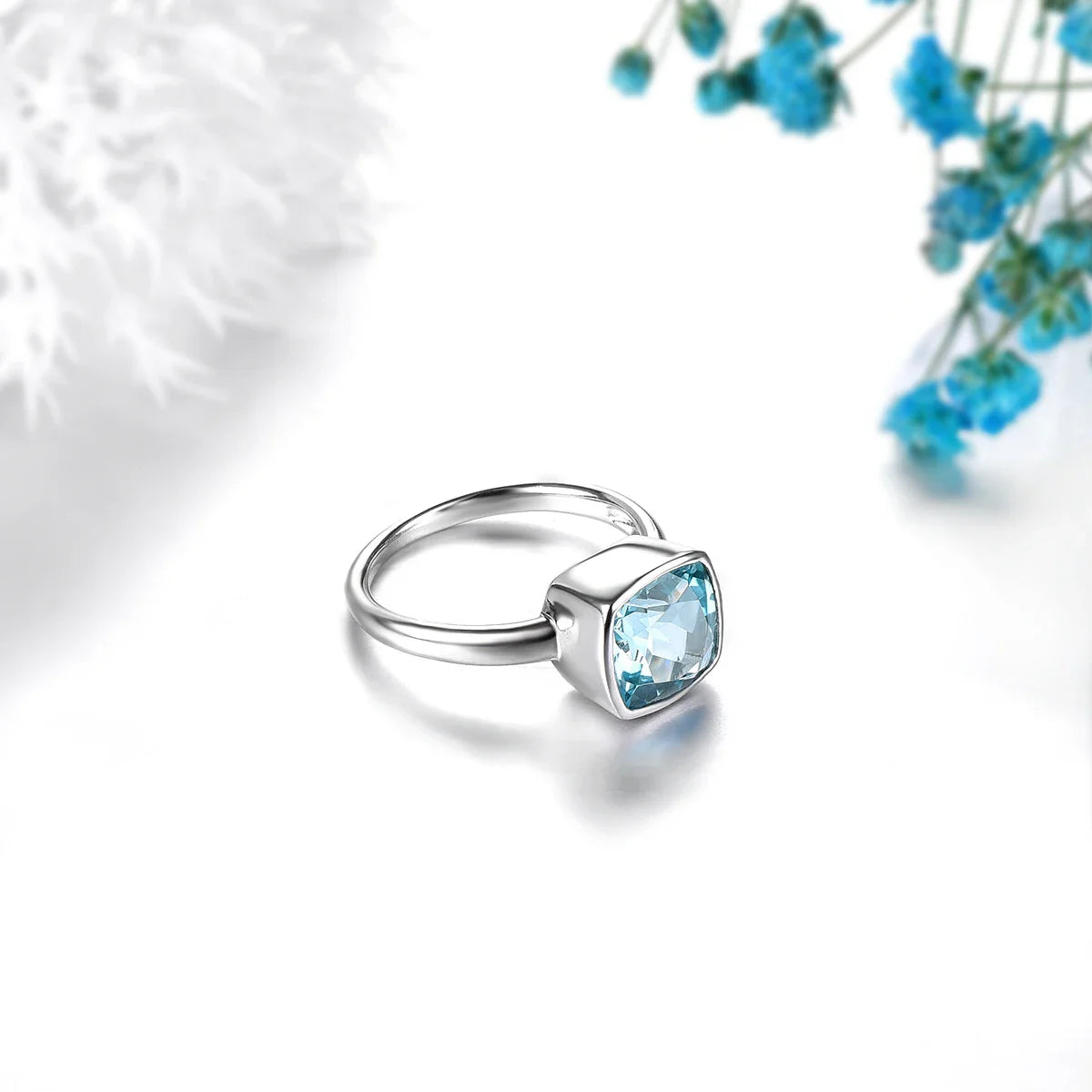 Naturlig himmelsblå Topaz Sterling Silver Ringar 2,7 karat Äkta Topaz - 24 Timmar Deals