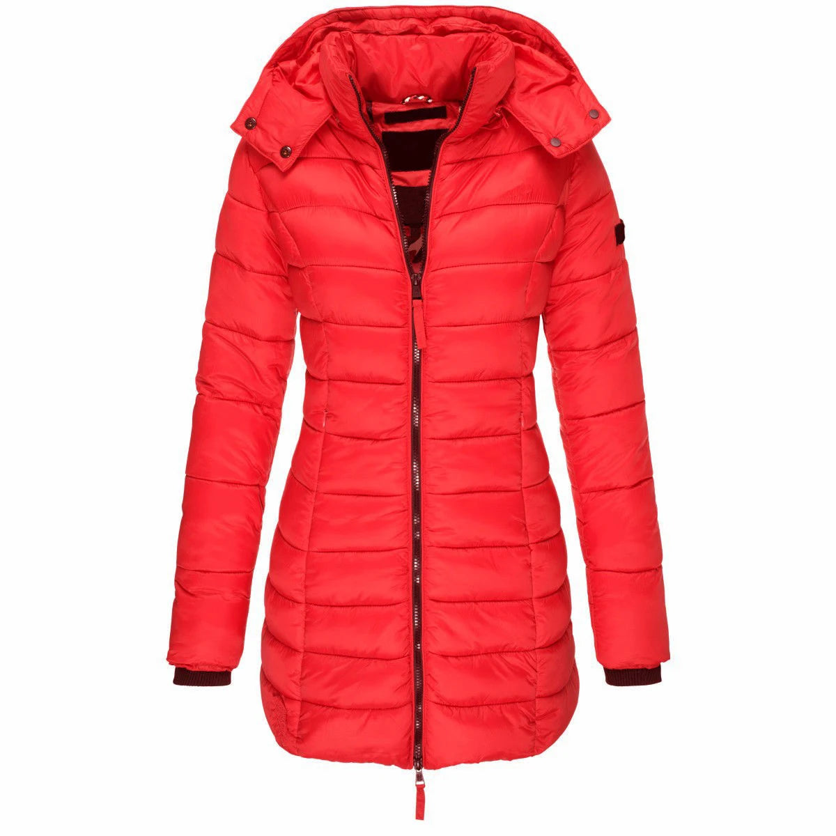 Vinterjackor med dragkedja Huva Vadderade jackor i bomull Långärmad varm kappa Slim Parka Ytterkläder - 24 Timmar Deals