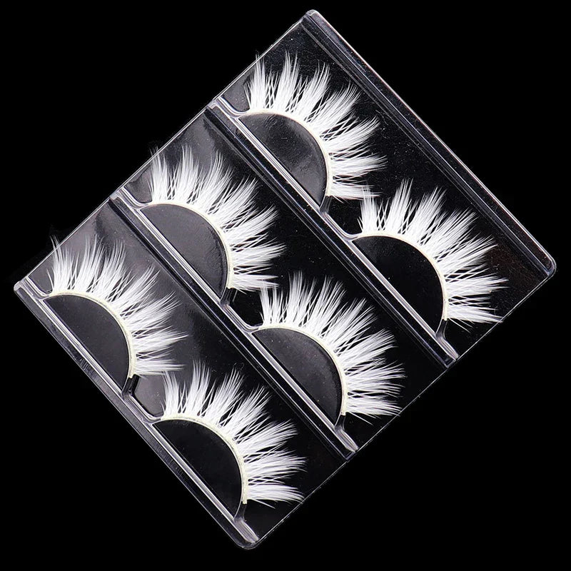 3 Pairs White Eyelashes Fluffy Lace Colored False Lashes - 24 Timmar Deals