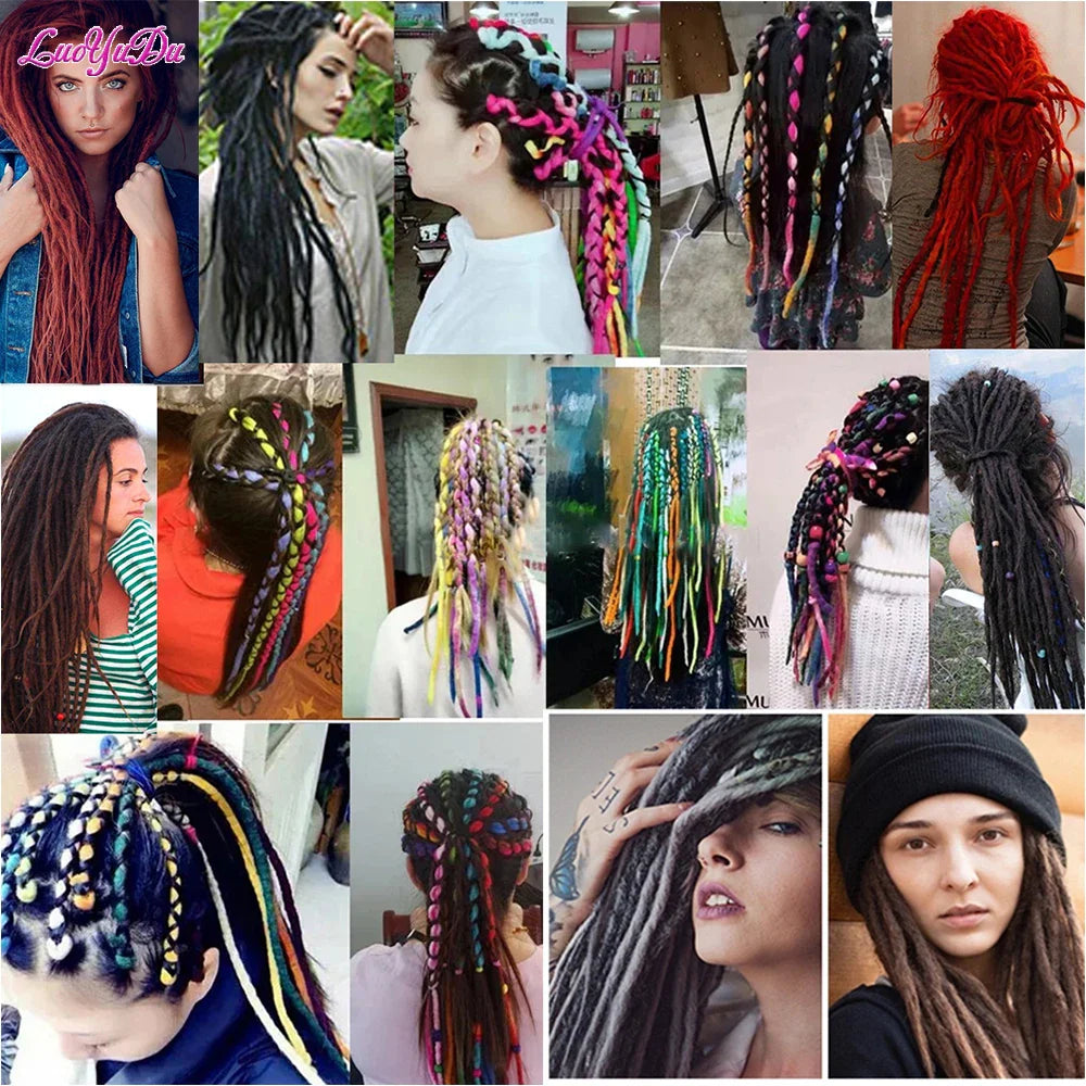 Syntetiska dreadlocks Virkat hår Mjukt ull Dread Locks Handgjorda fläta hårförlängning - 24 Timmar Deals