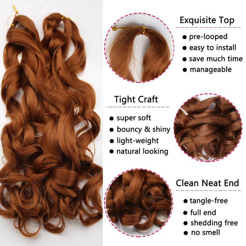 Syntetisk Loose Wave Flätning Hårförlängningar franska lockar Ombre #613, #27, #24, #29, #15 - 24 Timmar Deals