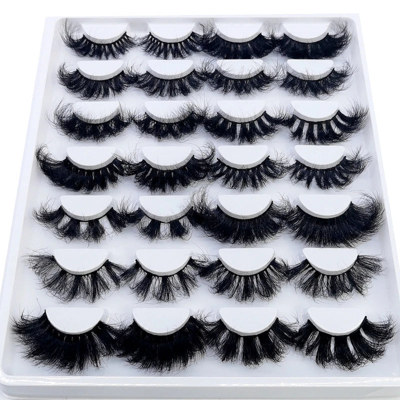 Lashes 14 Pairs Eyelashes Faux Mink Eyelashes Long Lasting Fluffy 25mm Mink Lashes Dramatic Volume lashes Extension Thick Long - 24 Timmar Deals