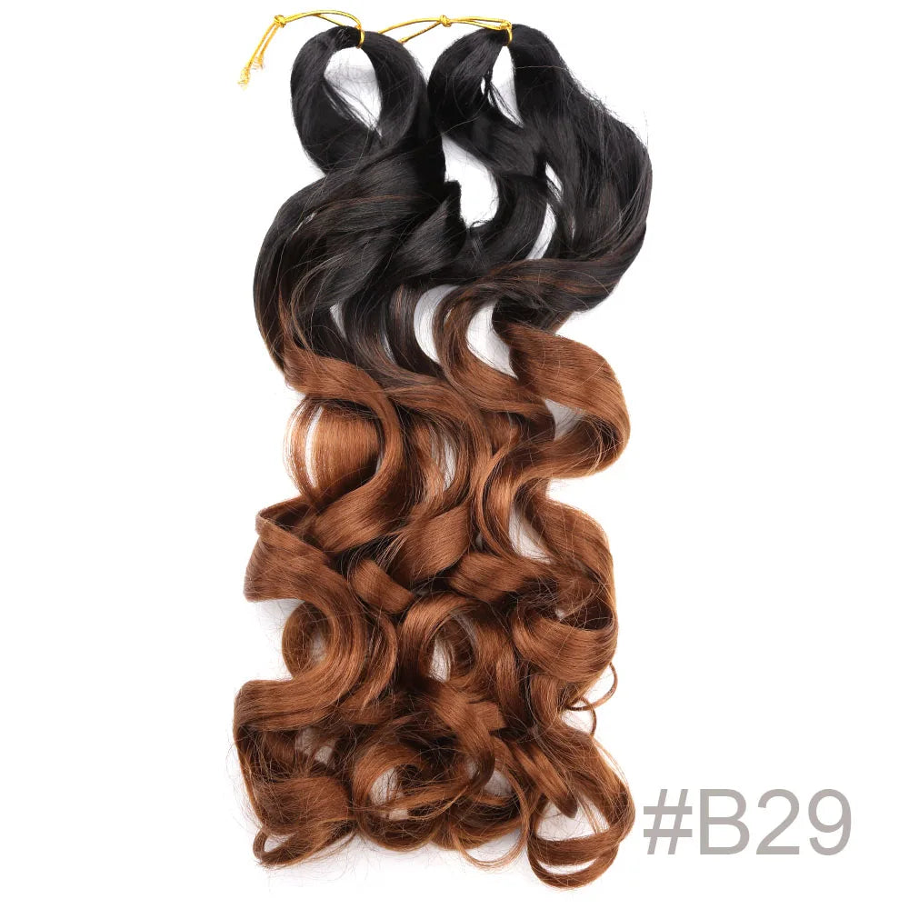 Syntetisk Loose Wave Flätning Hårförlängningar franska lockar Ombre #613, #27, #24, #29, #15 - 24 Timmar Deals