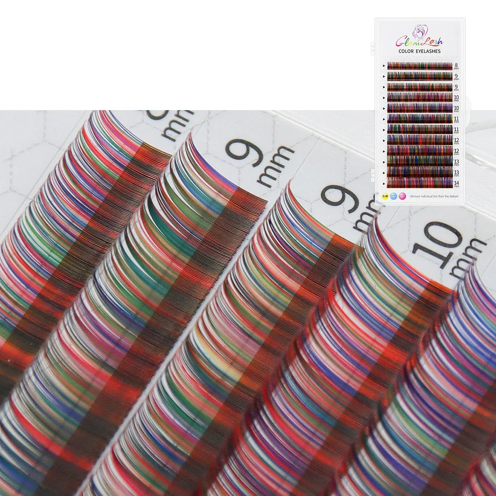 Individual Color Lashes Natural Long Eyelash Extension Pink/Red/Green/White/Purple Mixed Length Soft Colored Lahses - 24 Timmar Deals