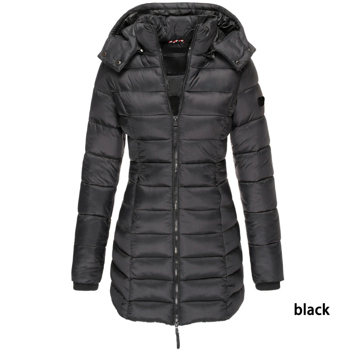 Vinterjackor med dragkedja Huva Vadderade jackor i bomull Långärmad varm kappa Slim Parka Ytterkläder - 24 Timmar Deals