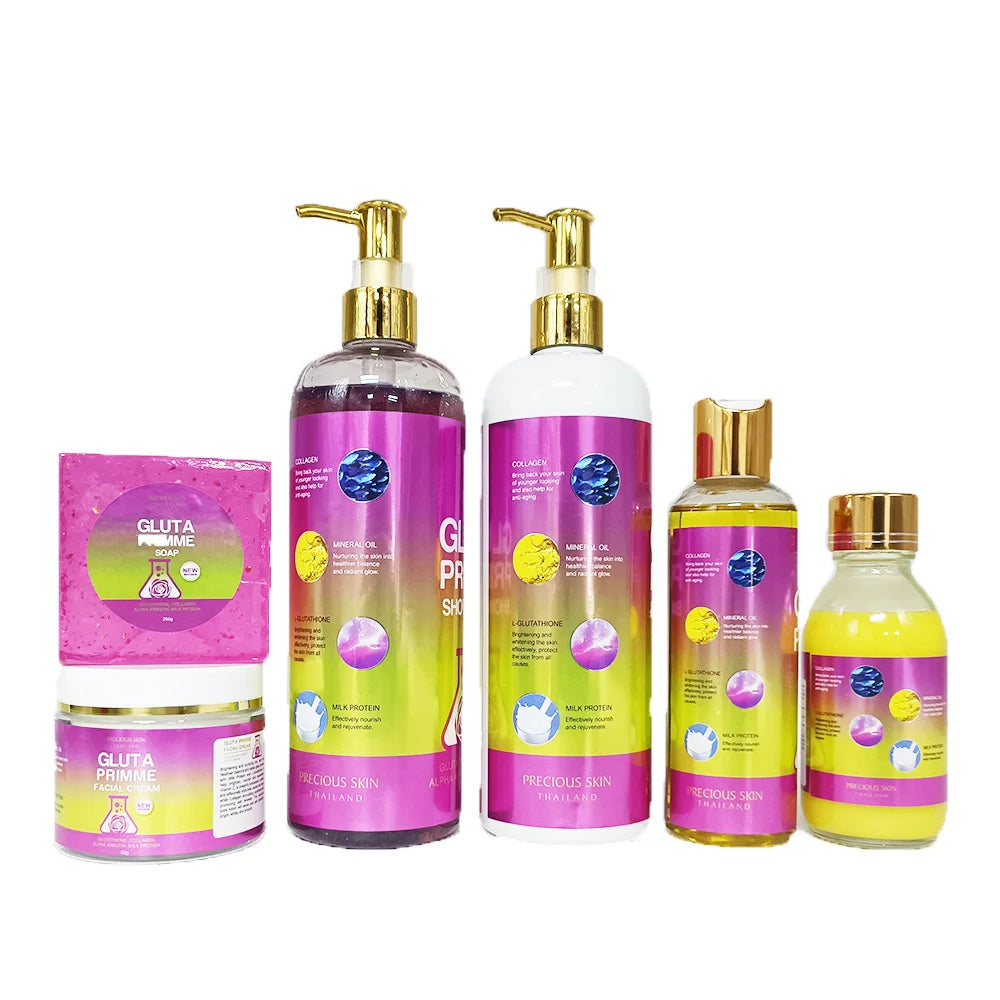 Gluta Master Precious Skin Face Care Gluta Primme Collagen & Vitamin C Anti Aging & Whitening & Brightening Skincare Set - 24 Timmar Deals