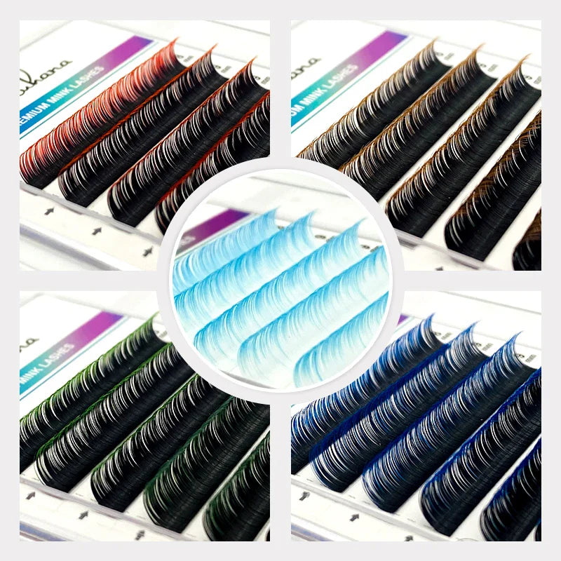 Ombre Color Eyelash Extension Individual Mink Colored Lashes False Gradient Eyelashes Professional Salon Makeup tools - 24 Timmar Deals
