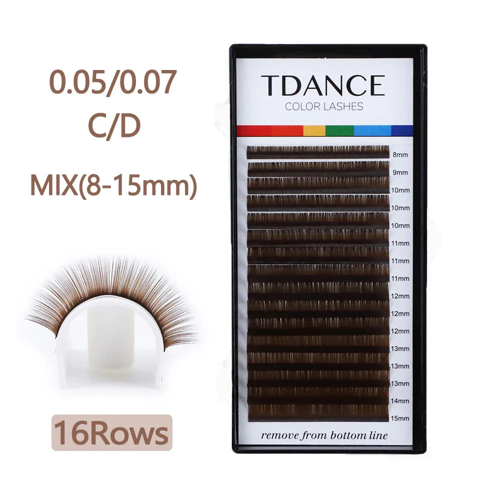 Brown Eyelashes Individual Eyelash Makeup 16 Lines Brown Color High Quality Super Soft Natural Synthetic Mink - 24 Timmar Deals