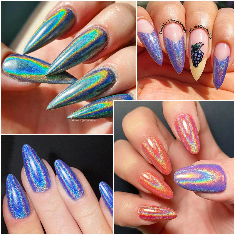 Holografisk Nail Glitter Pulver Laser Pigment Nail Art Dust Mirror Chrome - 24 Timmar Deals