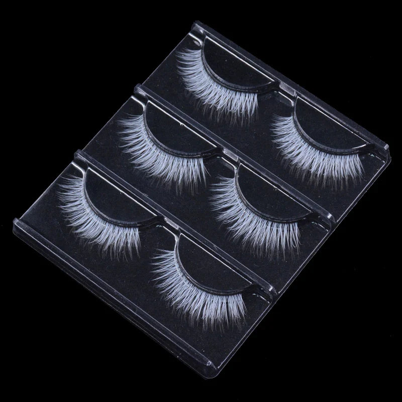 3 Pairs White Eyelashes Fluffy Lace Colored False Lashes - 24 Timmar Deals