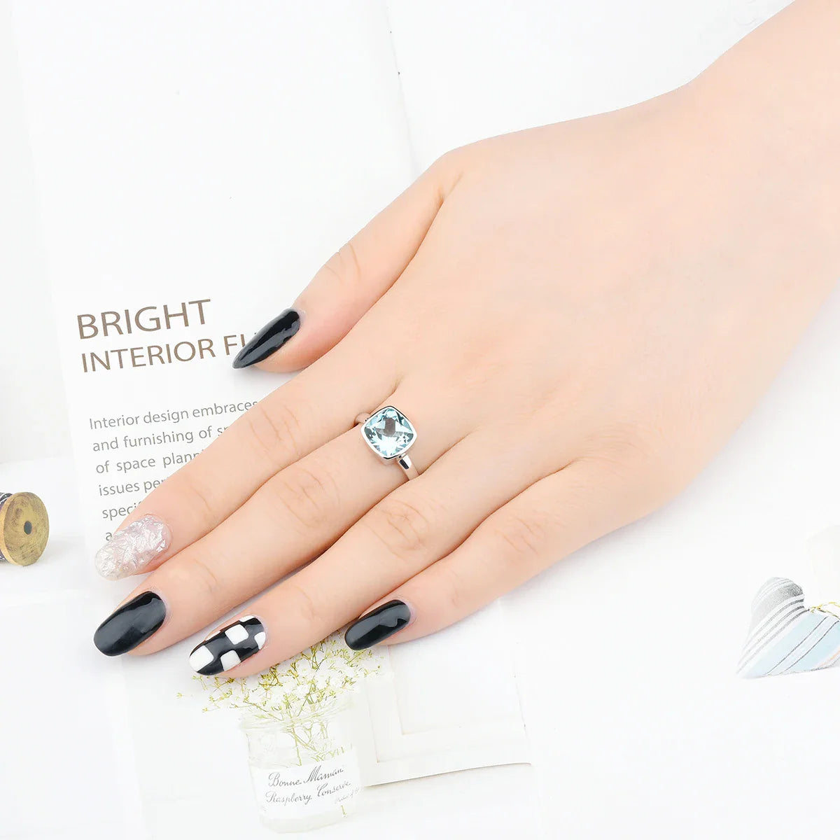 Naturlig himmelsblå Topaz Sterling Silver Ringar 2,7 karat Äkta Topaz - 24 Timmar Deals