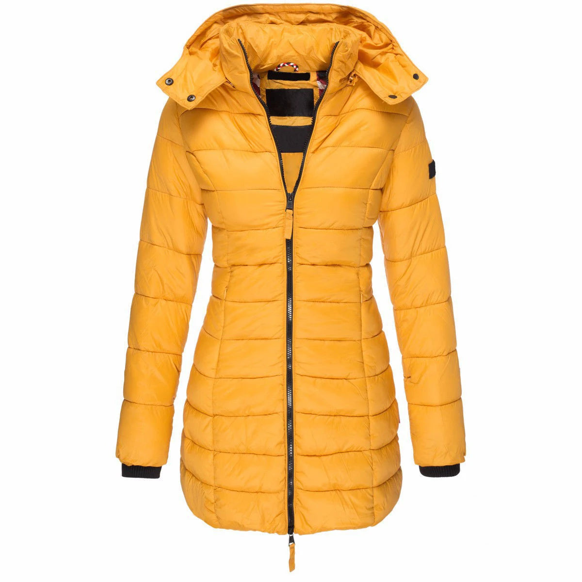 Vinterjackor med dragkedja Huva Vadderade jackor i bomull Långärmad varm kappa Slim Parka Ytterkläder - 24 Timmar Deals