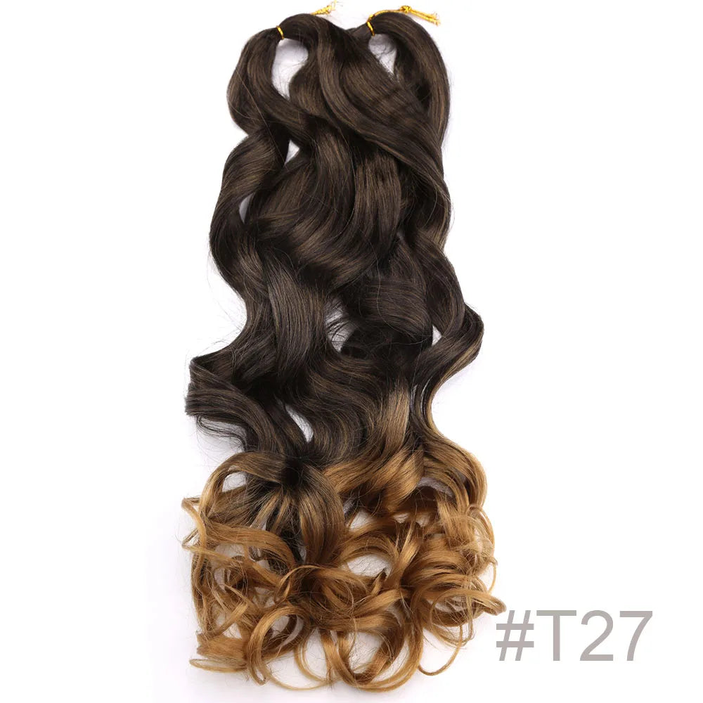 Syntetisk Loose Wave Flätning Hårförlängningar franska lockar Ombre #613, #27, #24, #29, #15 - 24 Timmar Deals