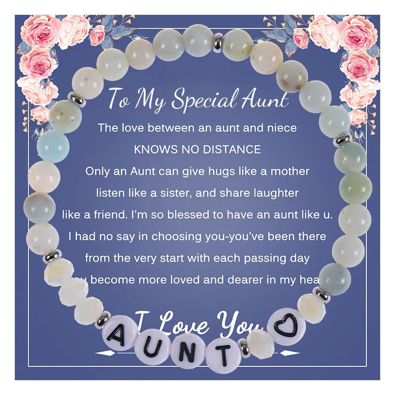 Natural Stone 6mm English Letter Beaded Crystal Bracelet  To my special aunt