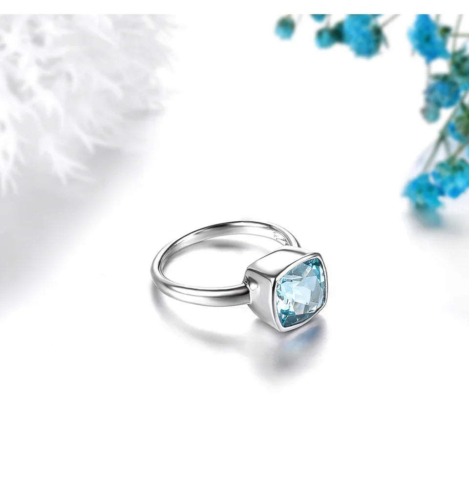 Naturlig himmelsblå Topaz Sterling Silver Ringar 2,7 karat Äkta Topaz - 24 Timmar Deals