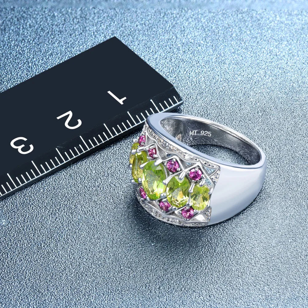 Peridot Ring Solid 925 Sterling Silver 2,76 karat äkta ädelsten - 24 Timmar Deals