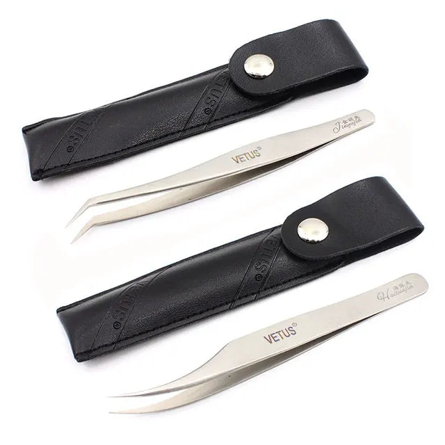 2st VETUS ögonfransförlängningspincett 3D/6D Volymfransar Pincett rostfritt stål - 24 Timmar Deals