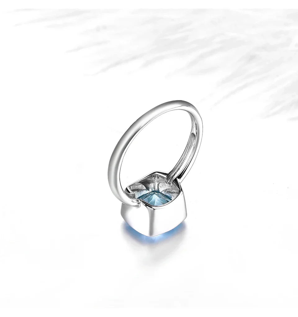 Naturlig himmelsblå Topaz Sterling Silver Ringar 2,7 karat Äkta Topaz - 24 Timmar Deals