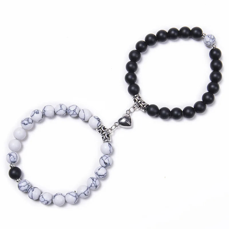 2pcs/set 8mm Natural Stone Magnetic Couple Bracelets - 24 Timmar Deals