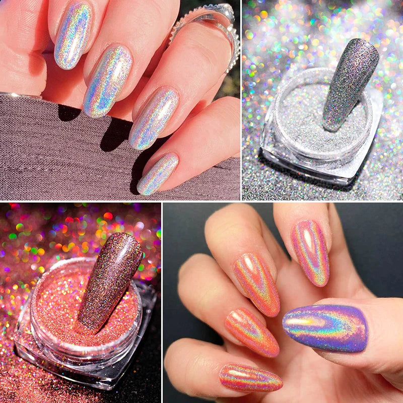 Holografisk Nail Glitter Pulver Laser Pigment Nail Art Dust Mirror Chrome - 24 Timmar Deals