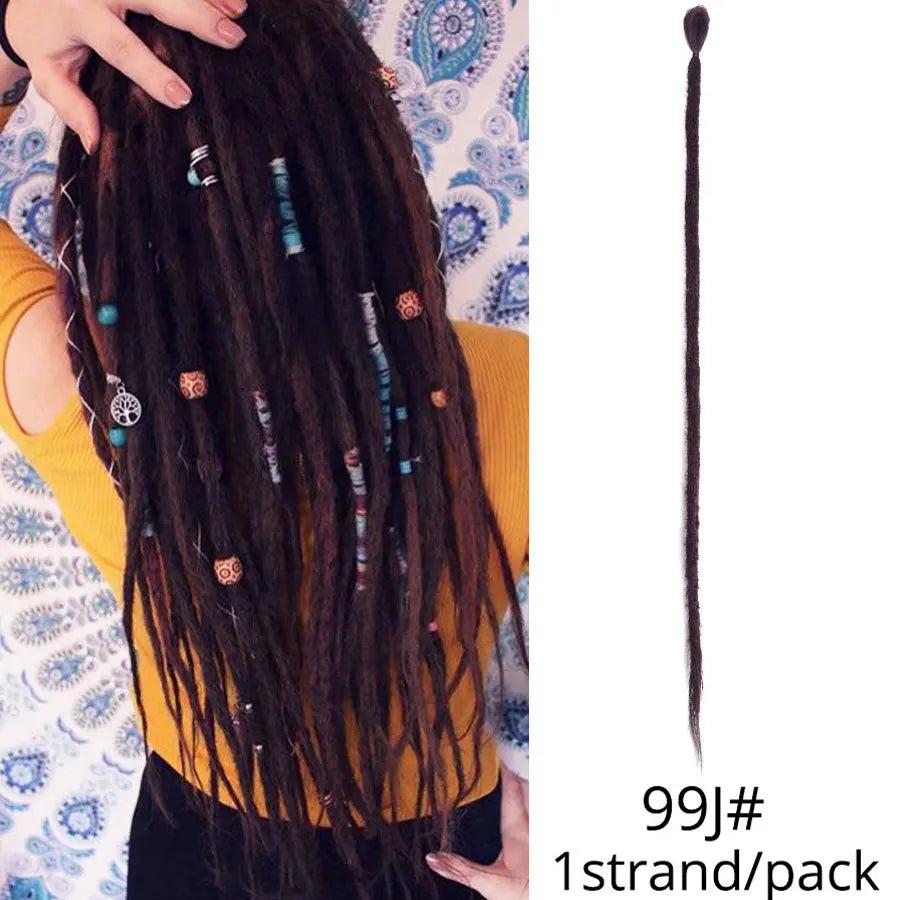 5 trådar 20 tum syntetiska dreadlocks hårförlängningar Mjukt handgjort virkat hår - 24 Timmar Deals