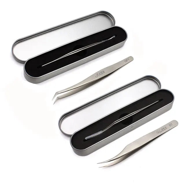 2st VETUS ögonfransförlängningspincett 3D/6D Volymfransar Pincett rostfritt stål - 24 Timmar Deals