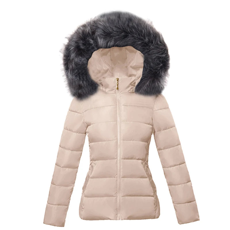 Hooded Faux Fur Parkas Dam Dunjacka Kort Parkas S-6XL - 24 Timmar Deals