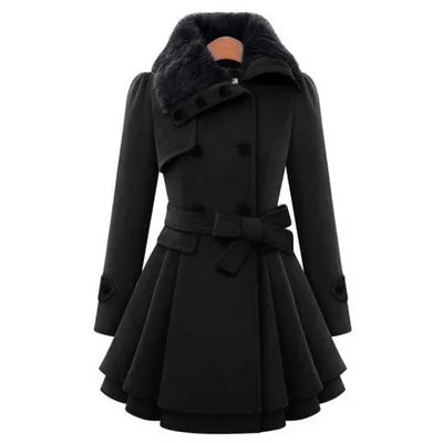 Lång Sherparock i ull Dubbelknäppt vadderad kashmirkappa England Style Trench - 24 Timmar Deals