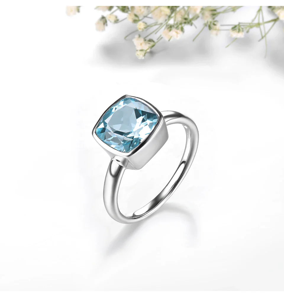 Naturlig himmelsblå Topaz Sterling Silver Ringar 2,7 karat Äkta Topaz - 24 Timmar Deals