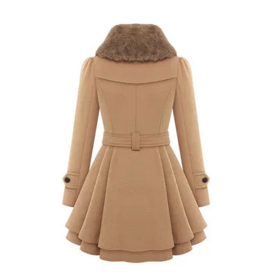 Lång Sherparock i ull Dubbelknäppt vadderad kashmirkappa England Style Trench - 24 Timmar Deals