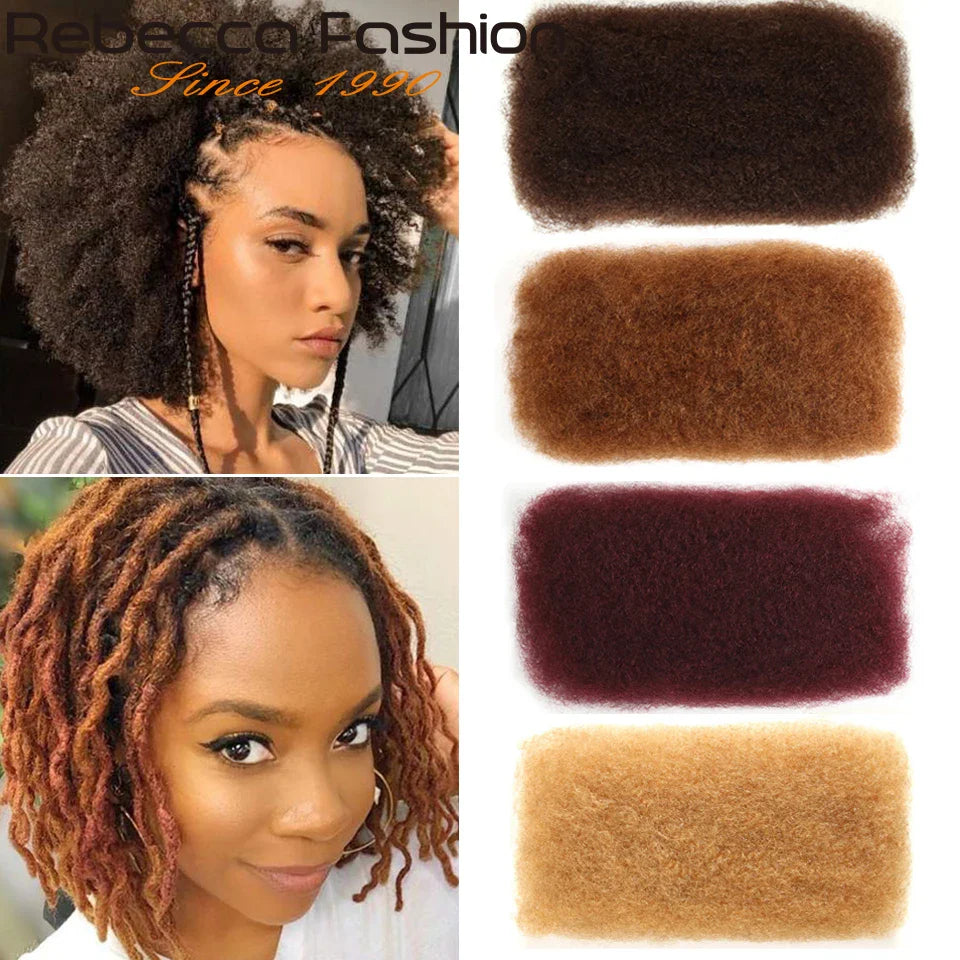 Remy Hair Afro kinky bulk människohår för flätning 1 bunt 50 g/st Naturliga färgflätor - 24 Timmar Deals