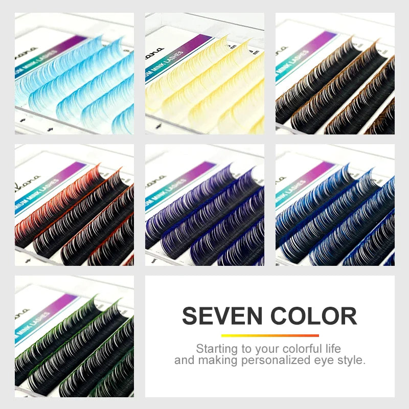 Ombre Color Eyelash Extension Individual Mink Colored Lashes False Gradient Eyelashes Professional Salon Makeup tools - 24 Timmar Deals