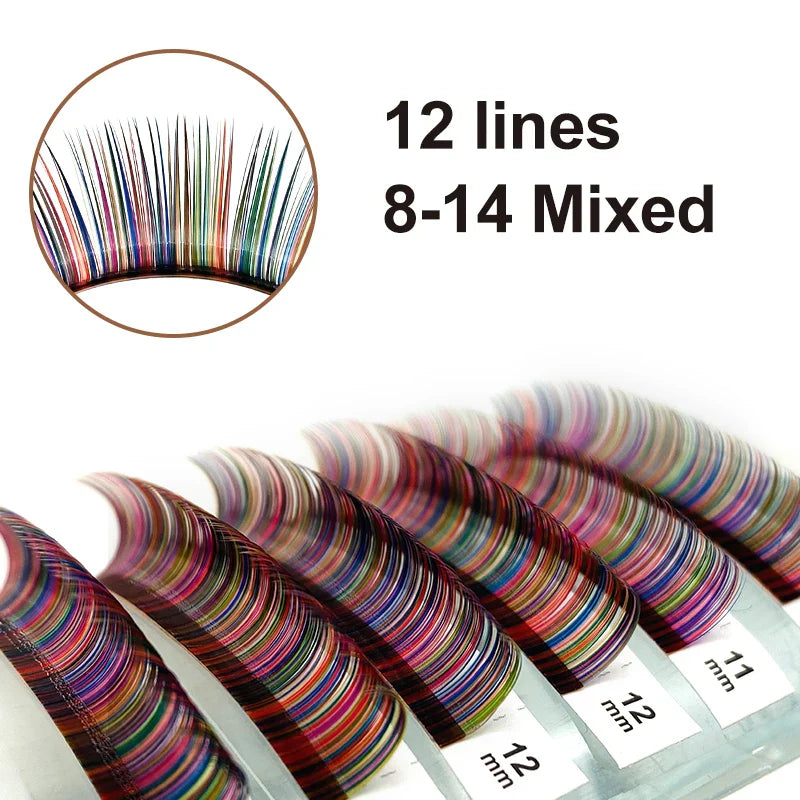 Mix Color Lashes Soft Natural Synthetic Mink Rainbow Colored Eyelash C/D Curl Eyelashes Extensions Eye Makeup - 24 Timmar Deals