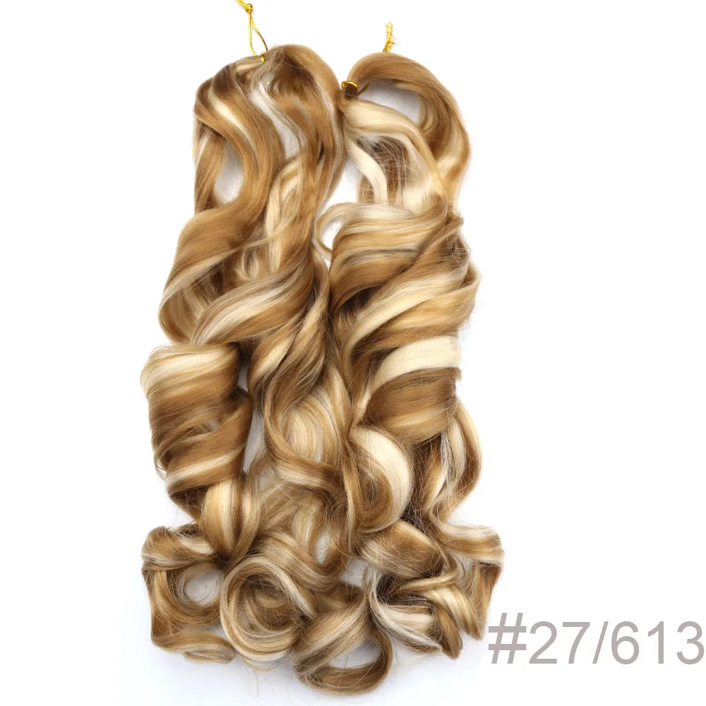 Syntetisk Loose Wave Flätning Hårförlängningar franska lockar Ombre #613, #27, #24, #29, #15 - 24 Timmar Deals
