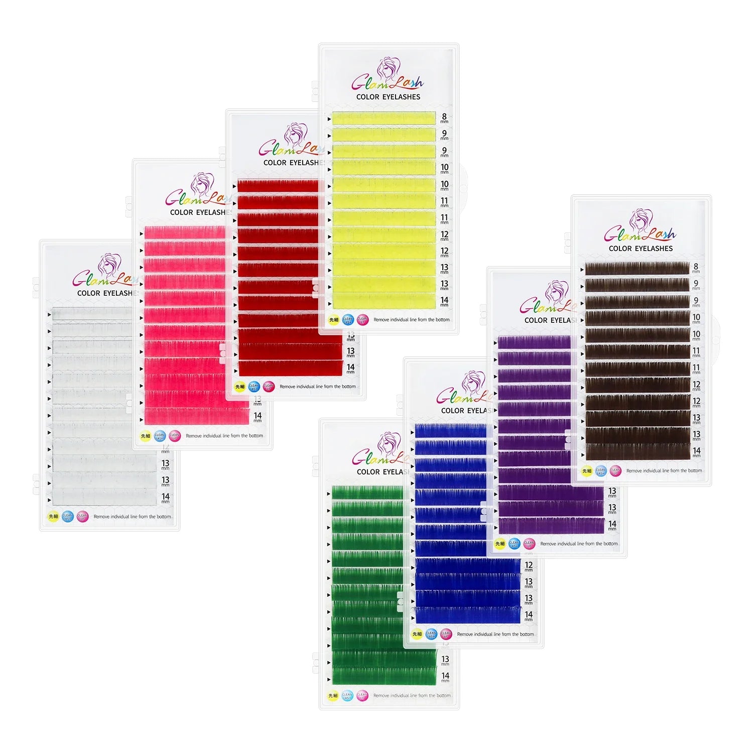 Individual Color Lashes Natural Long Eyelash Extension Pink/Red/Green/White/Purple Mixed Length Soft Colored Lahses - 24 Timmar Deals