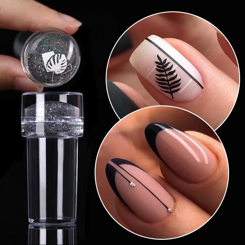 Nail Stamper med skrapa Clear Jelly Silikonstämpel för franska naglar Print Stampplåtar Verktyg - 24 Timmar Deals