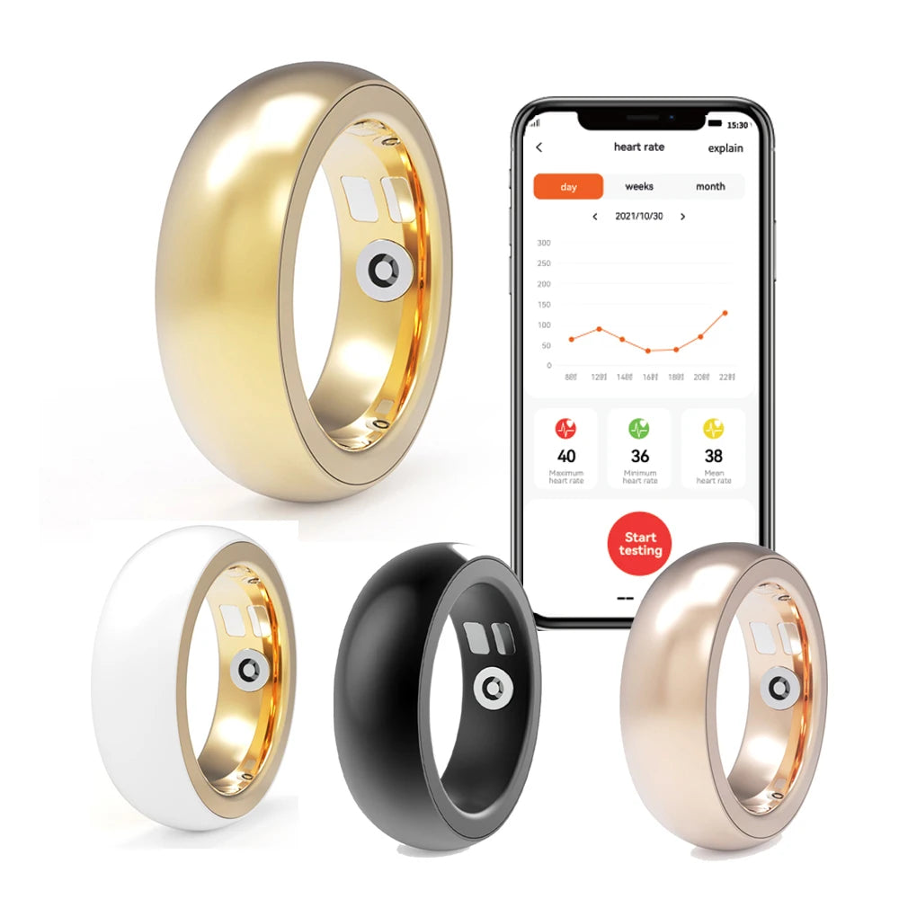 Luxury design Female physiological cycle Sport GPS tracking Sleep health monitoring Ceramic 18k Gold Plated R10 smart ring R