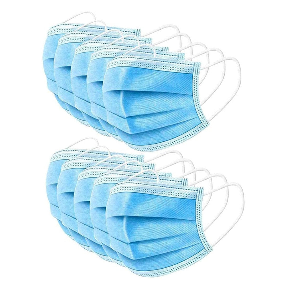 50st Munskydd Mask Disponibel Non-wove 3-lagers filter Mask mun Ansiktsmask Andningsbara - 24 Timmar Deals
