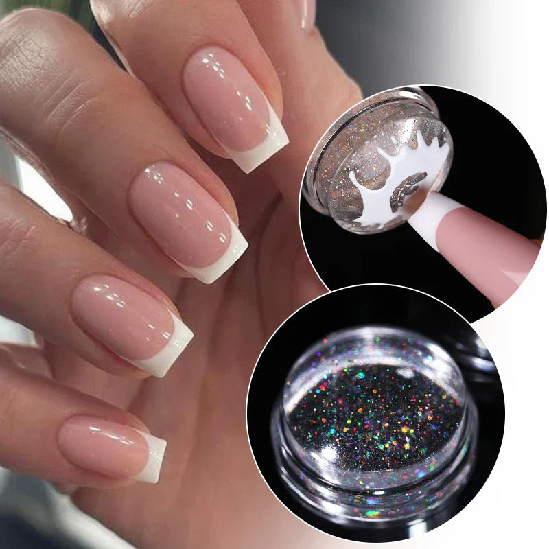 Nail Stamper med skrapa Clear Jelly Silikonstämpel för franska naglar Print Stampplåtar Verktyg - 24 Timmar Deals