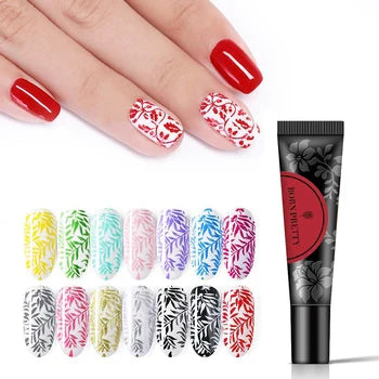 Nail Stamping Gel Polish 8ml Svart Vit Glitter Silver Guld Soak Off UV Gellack - 24 Timmar Deals