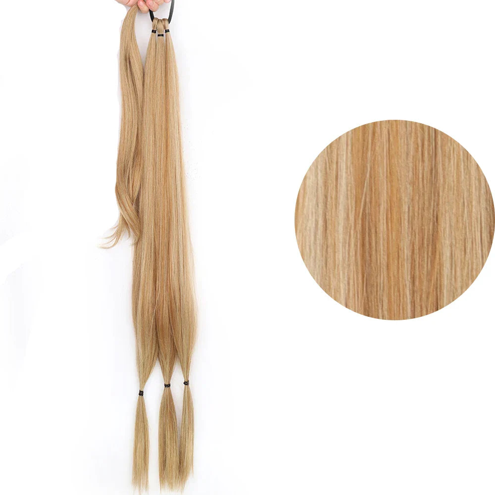 Ponytail Extensions Syntetiska boxningsflätor lindade Chignon-svans med gummiband Hårring 34" - 24 Timmar Deals