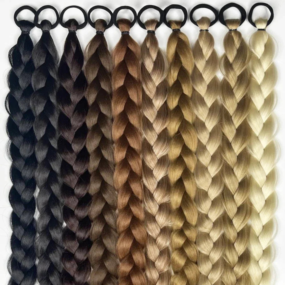 Syntetisk Long Twist Braid Hästsvansförlängningar med gummiband 24 tum - 24 Timmar Deals