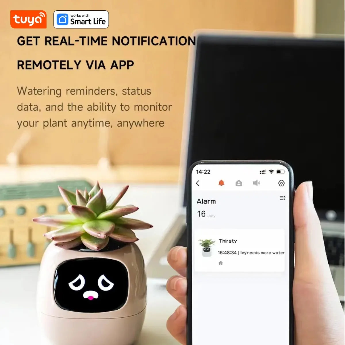Tuya Ivy Smart Planter, Oändligt roligt över 49 rika uttryck, 7 smarta sensorer, AI-chips gör att odla växter enkelt och roligt - 24 Timmar Deals