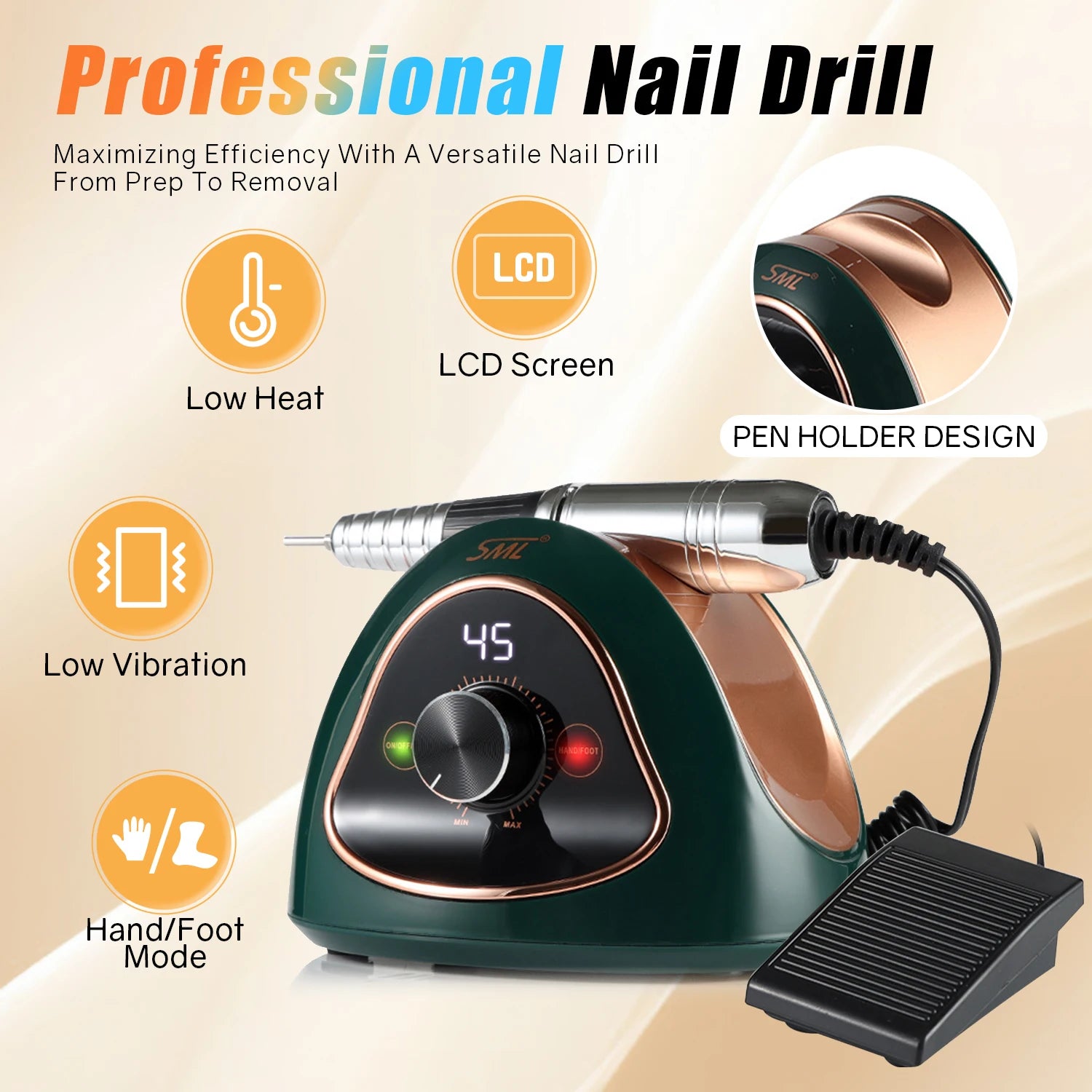 45000 RPM Nagel elfil maskin Nagelfilar med borr - 24 Timmar Deals