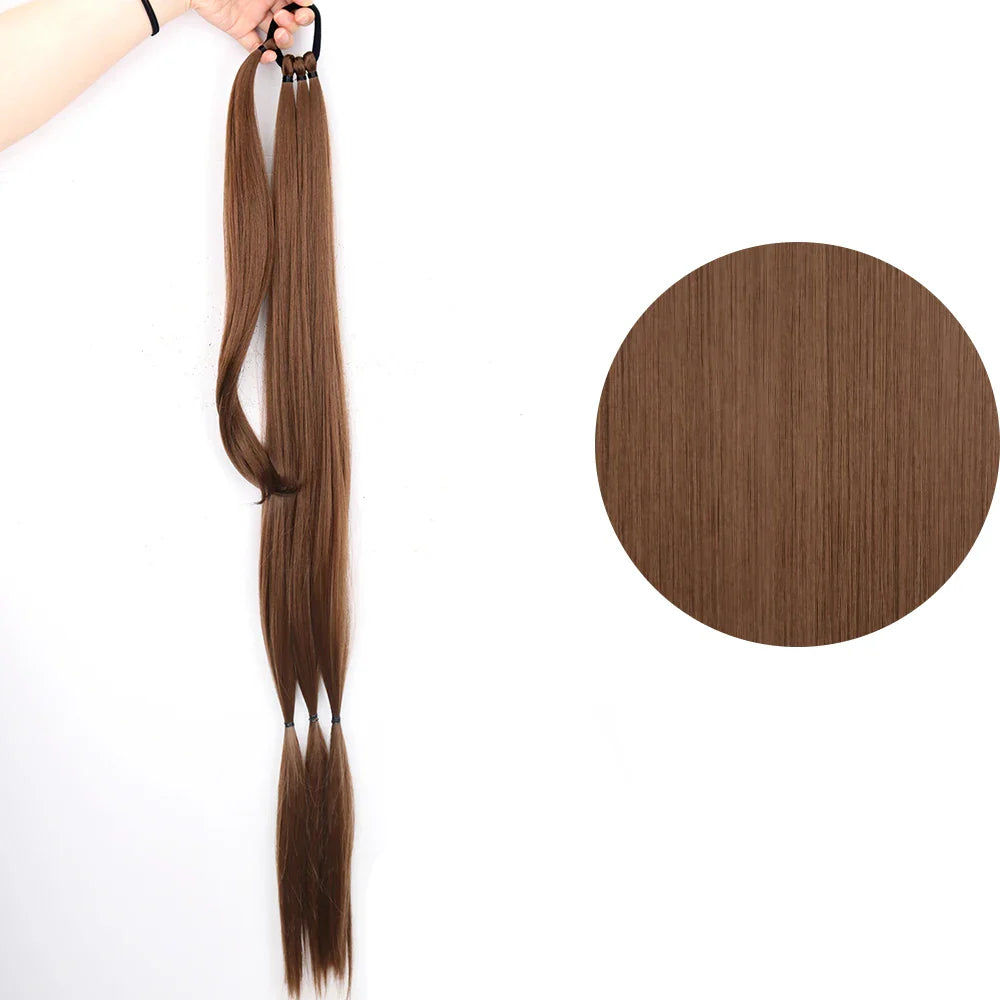 Ponytail Extensions Syntetiska boxningsflätor lindade Chignon-svans med gummiband Hårring 34" - 24 Timmar Deals