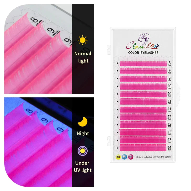 Individual Color Lashes Pink/Red/Green/White/Purple Mixed Length - 24 Timmar Deals