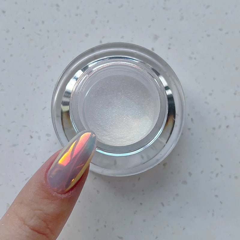 1 burk Plätering Aurora Chrome Nail Powder Högglans Moonlight Mirror Fint Glitter Pigment Aurora Pearl - 24 Timmar Deals