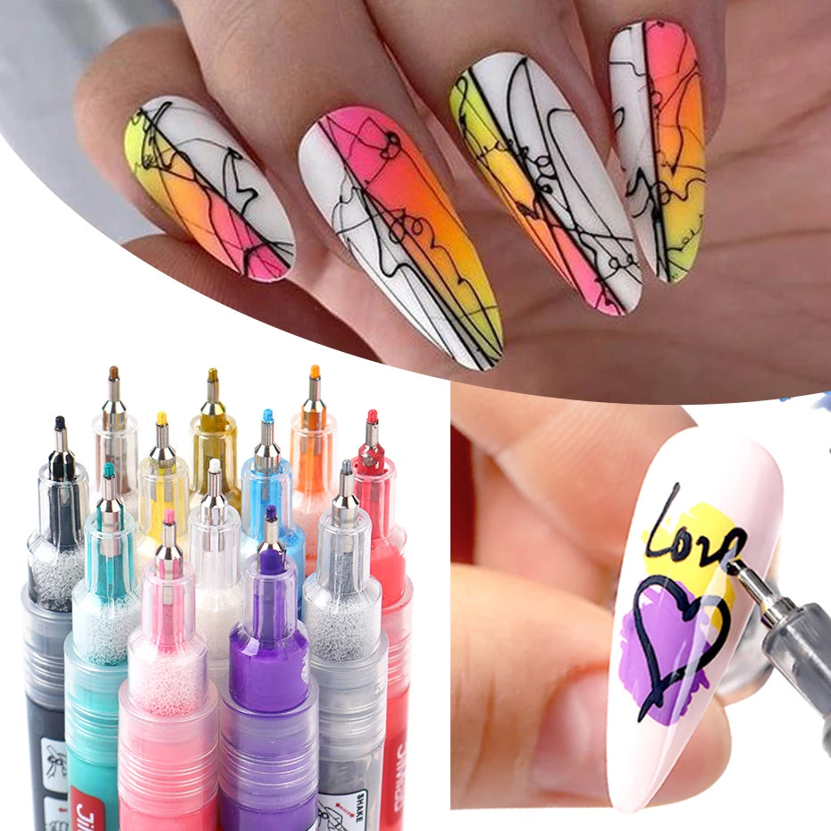 12st/Set Nail Art Graffiti Penna Nail Marker Ritning Abstrakta linjer Fin detalj - 24 Timmar Deals