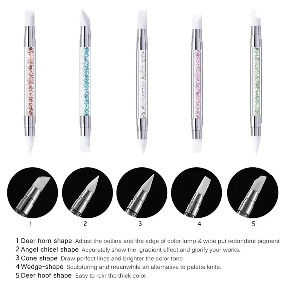 Nail Art Penna Dubbelhuvud Silikon Flower Sculpting Penna - 24 Timmar Deals